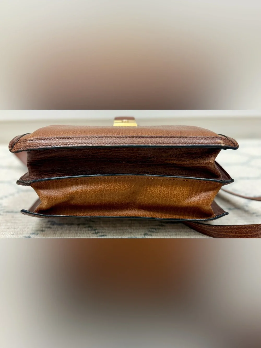 BALLY Vintage 90s Unisex Classic Brown Boar Leather 2-Way Top Handle W/ Org. Key - Picture 5 of 16